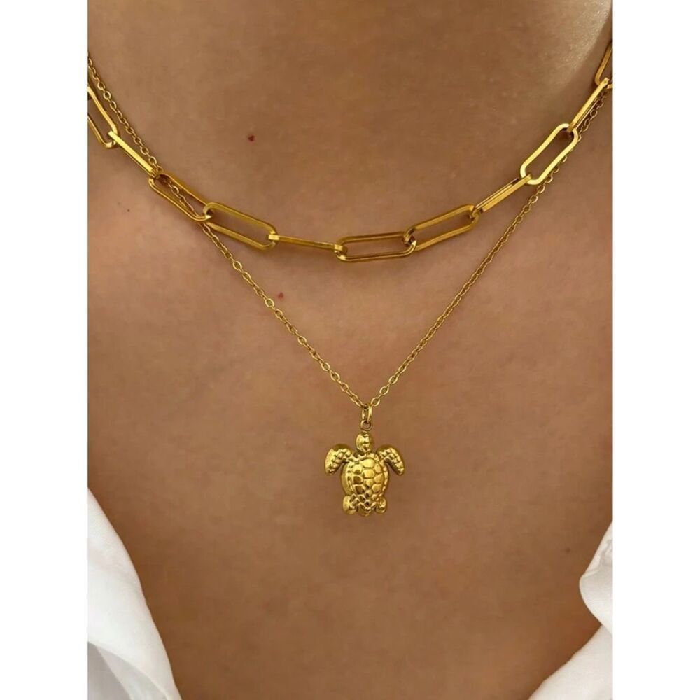 Gold Link Chain Necklace #2544